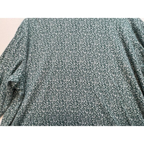 Croft & Barrow Womens The Classic Tee Shirt Sz 3X Green White Floral Long Sleeve - Picture 9 of 10